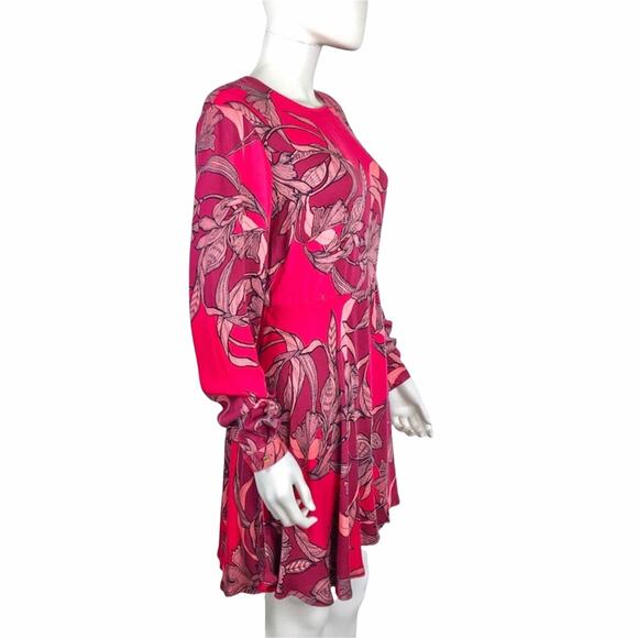 MinkPink NWT Floral Red & Pink Femme Fatale Fit & Flare Boho Hippy Dress L - Picture 6 of 14